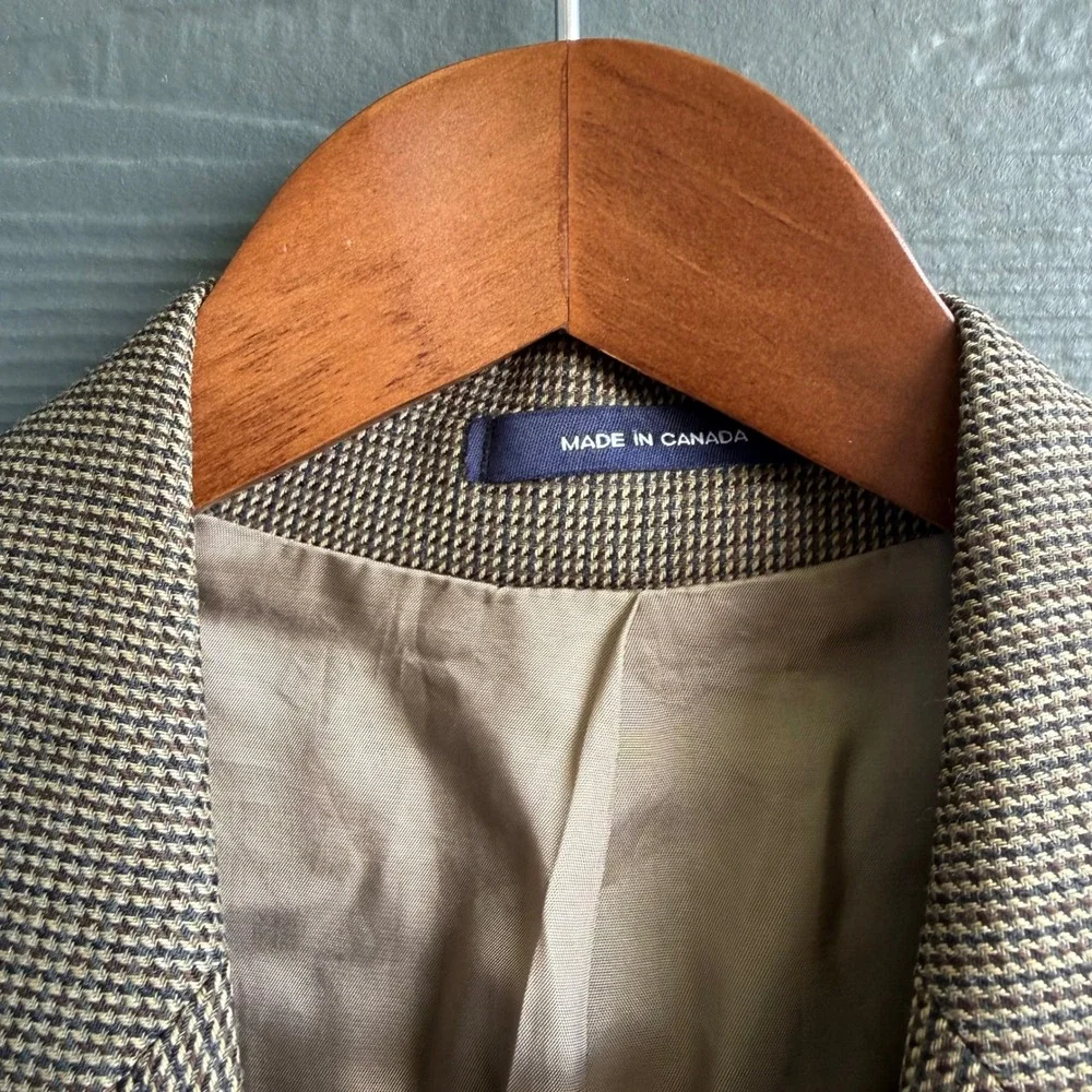 Lauren Ralph Lauren Wool Sport Coat Blazer Houndstooth Brown Men's 40R